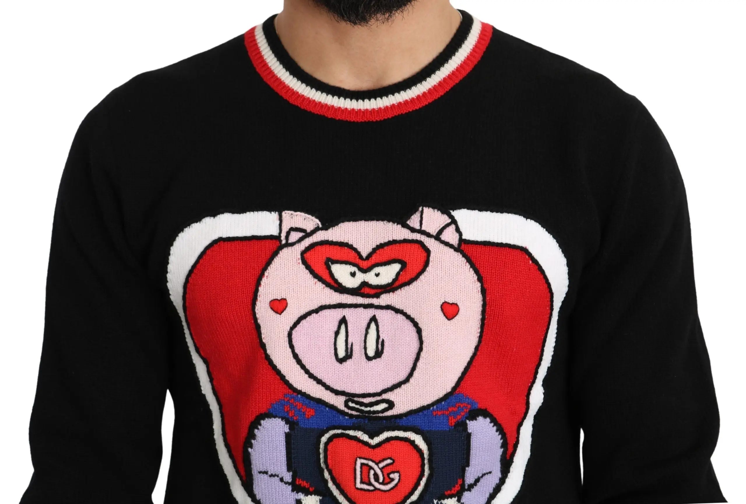 Dolce & Gabbana Black Cashmere Pig of the Year Pullover Sweater - Zeiniez