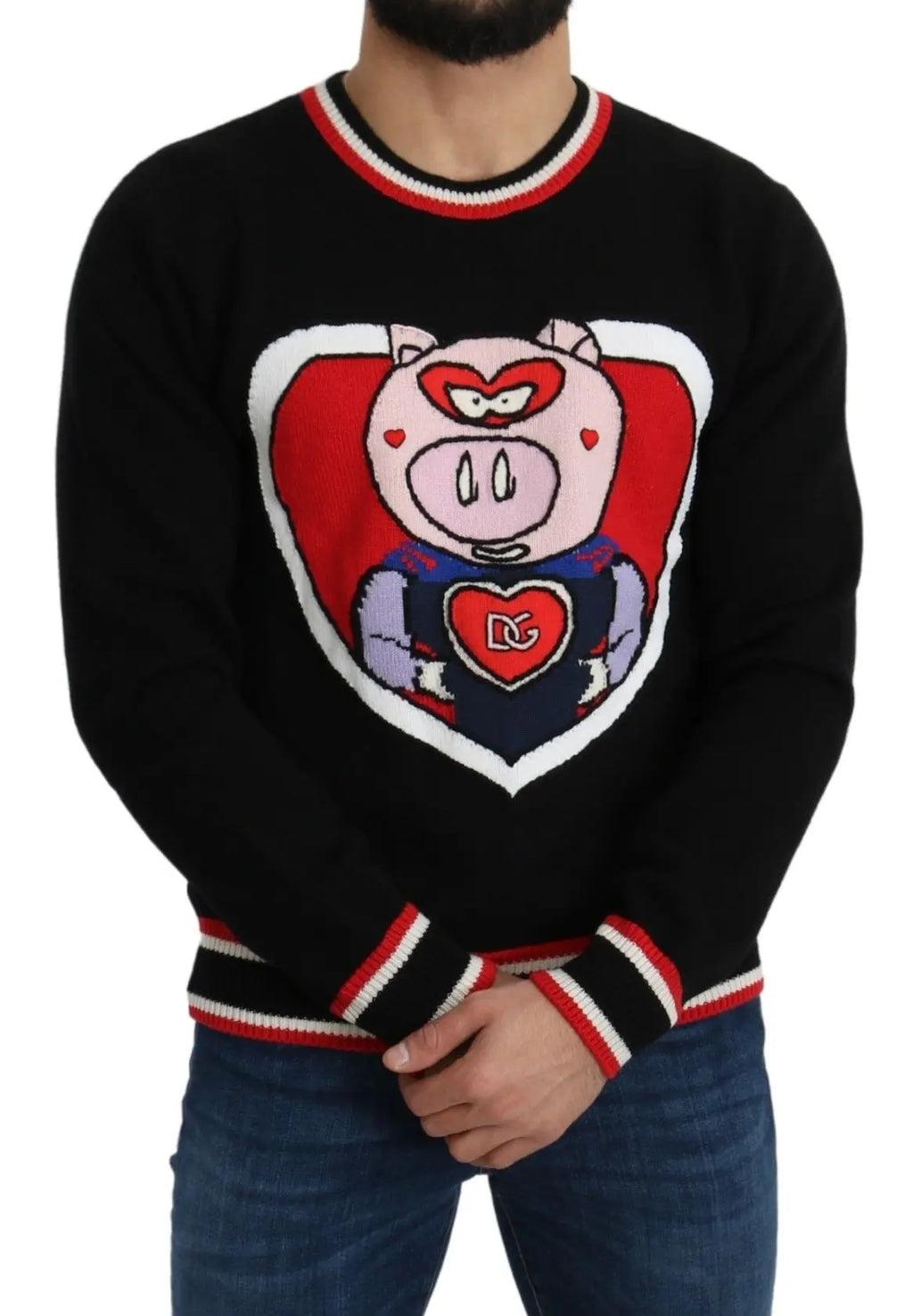 Dolce & Gabbana Black Cashmere Pig of the Year Pullover Sweater - Zeiniez