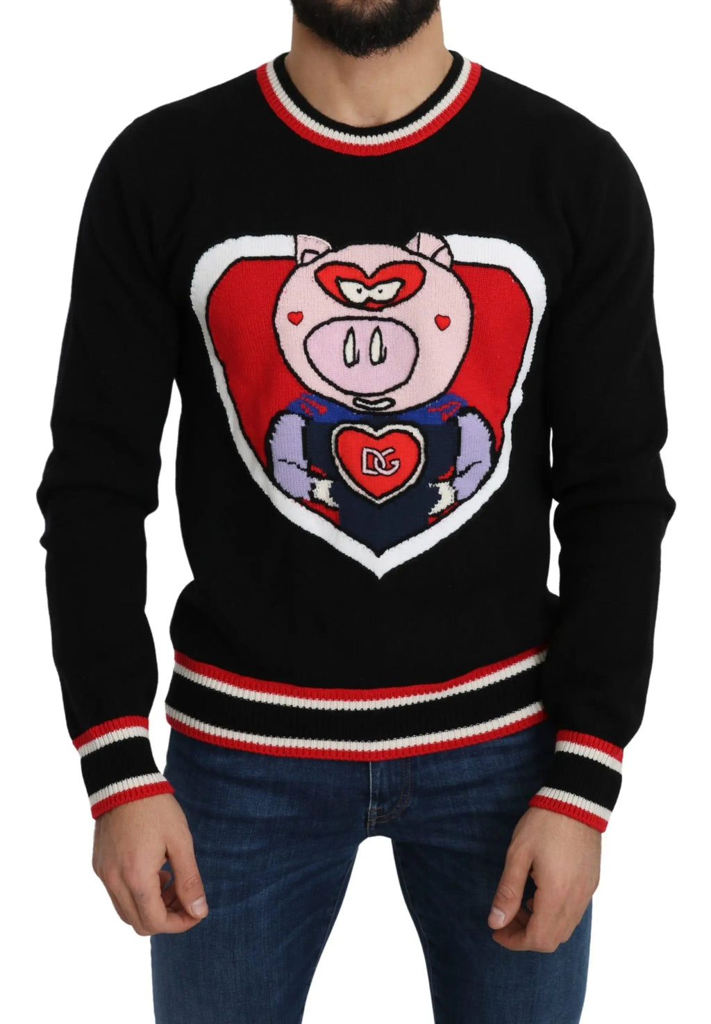 Dolce & Gabbana Black Cashmere Pig of the Year Pullover Sweater - Zeiniez