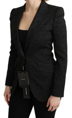 Dolce & Gabbana Black Brocade Single Breasted Blazer Jacket - Zeiniez