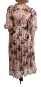 Dolce & Gabbana Pink Bengal Cat Print A-line Maxi Silk Dress - Zeiniez