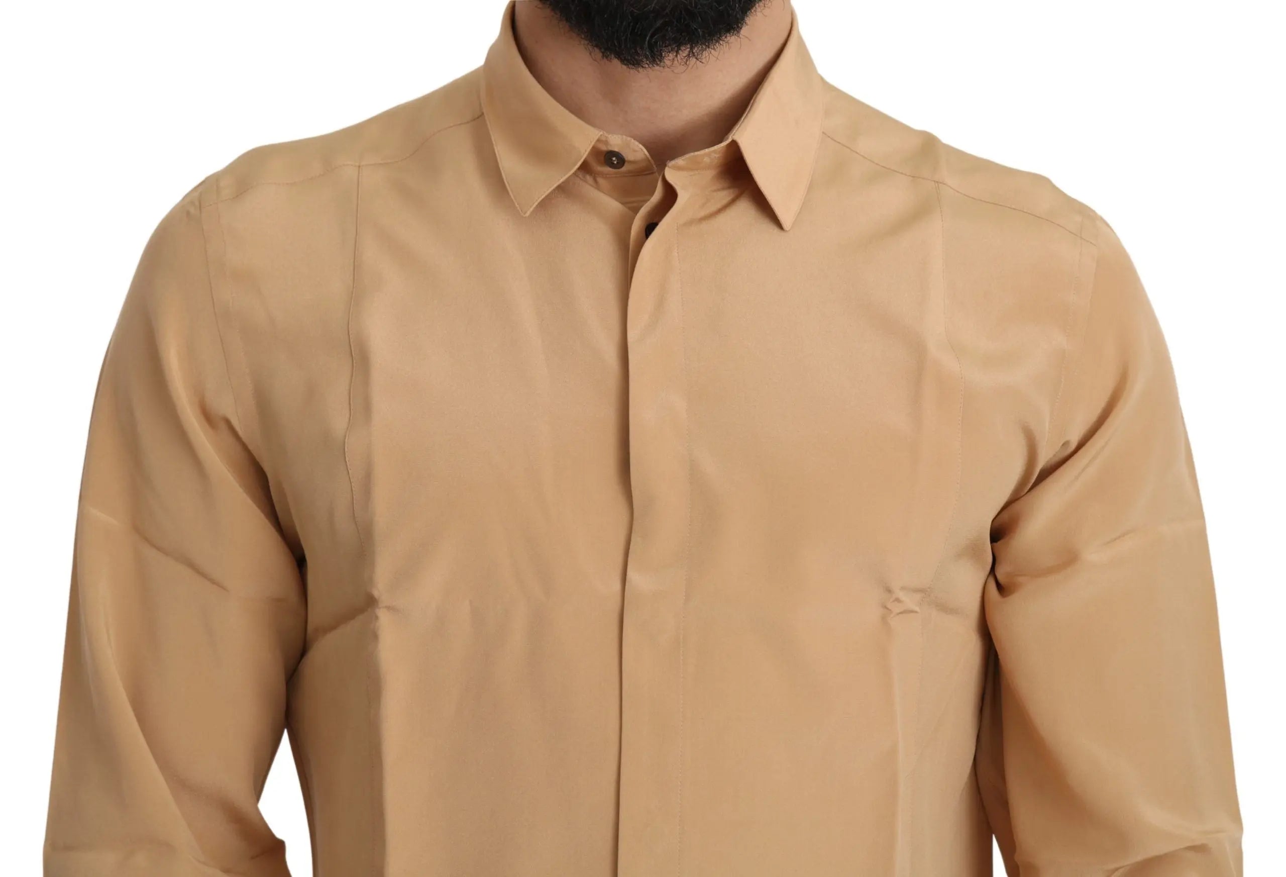 Dolce & Gabbana Yellow 100% Silk GOLD Top Slim Shirt - Zeiniez