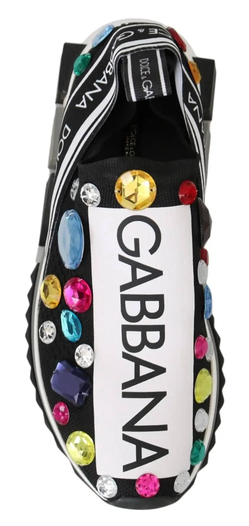 Dolce & Gabbana Black Multicolor Crystal Sneakers Shoes - Zeiniez