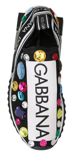 Dolce & Gabbana Black Multicolor Crystal Sneakers Shoes - Zeiniez