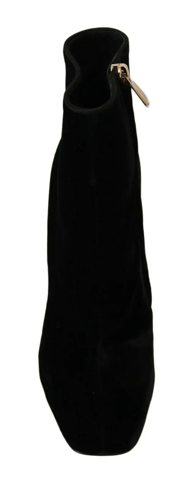 Dolce & Gabbana Black Velvet Crystal Square Heels Shoes - Zeiniez