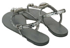 Dolce & Gabbana Silver Crystal Sandals Flip Flops Shoes - Zeiniez