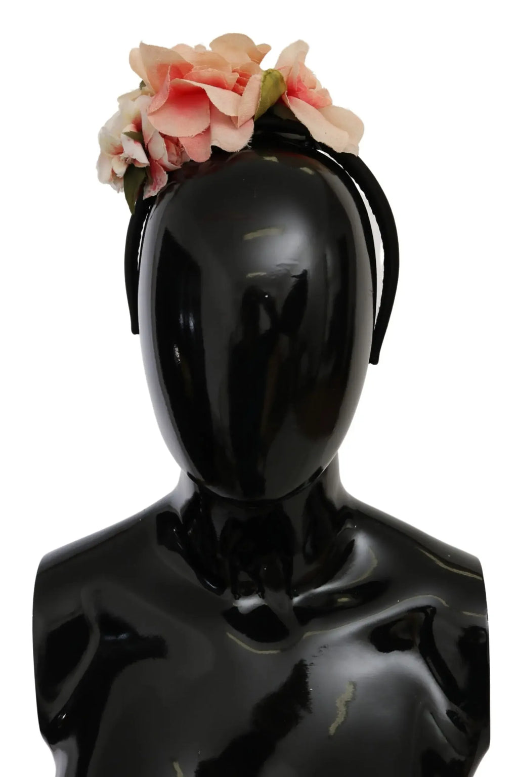 Dolce & Gabbana Pink Silk Black Floral Headband Logo Diadem - Zeiniez