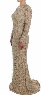 Dolce & Gabbana Beige Floral Lace Sheath Maxi Dress - Zeiniez