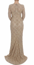 Dolce & Gabbana Beige Floral Lace Sheath Maxi Dress - Zeiniez
