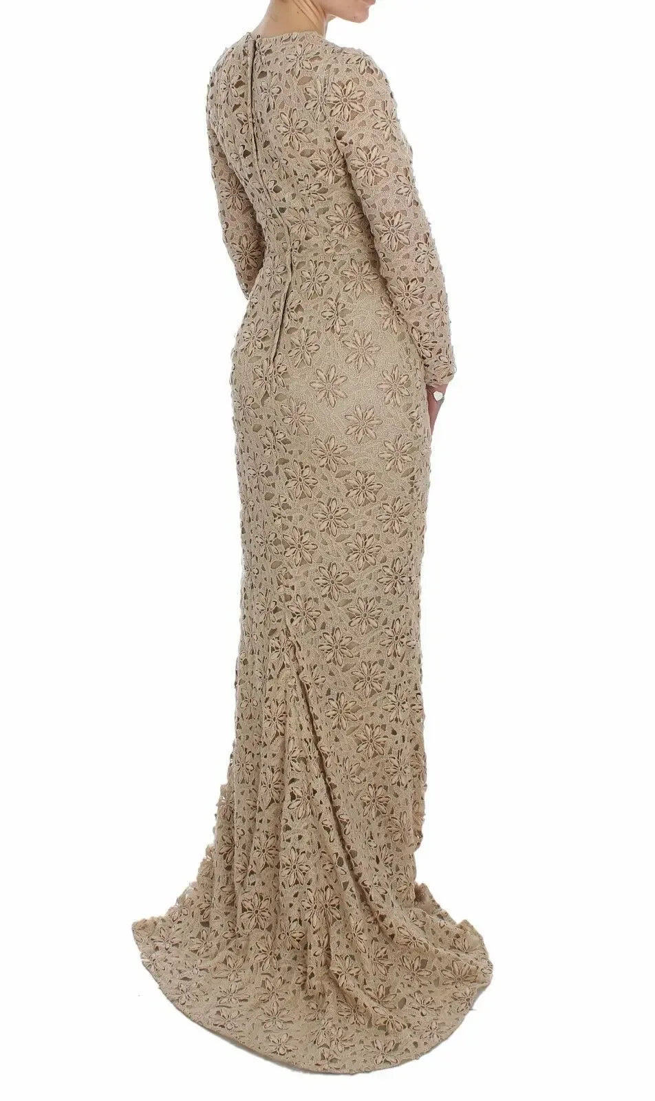 Dolce & Gabbana Beige Floral Lace Sheath Maxi Dress - Zeiniez