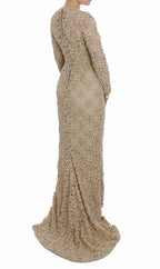 Dolce & Gabbana Beige Floral Lace Sheath Maxi Dress - Zeiniez
