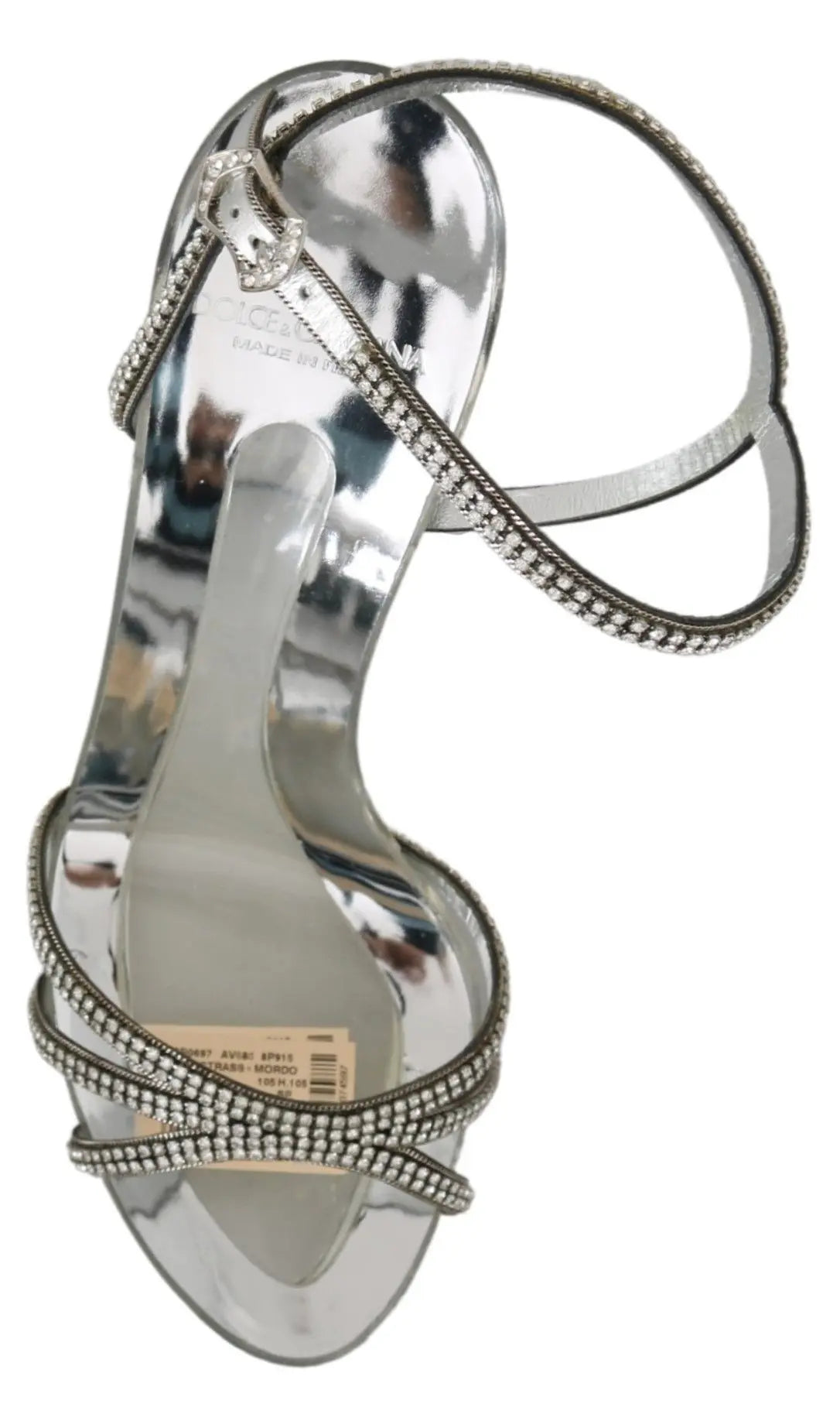 Dolce & Gabbana Silver Crystal Ankle Strap Sandals Shoes - Zeiniez