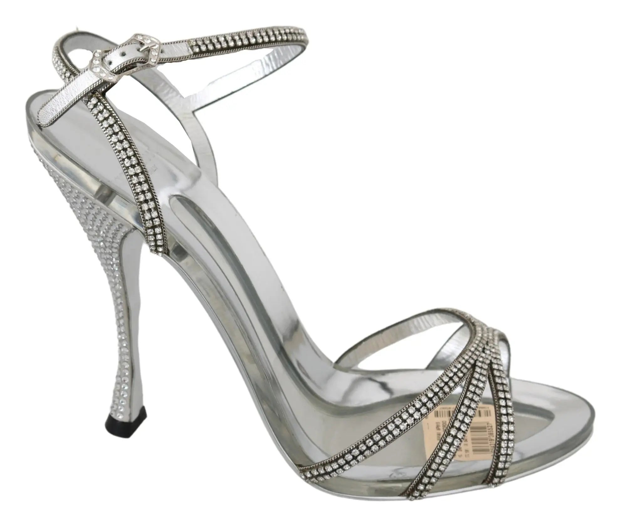 Dolce & Gabbana Silver Crystal Ankle Strap Sandals Shoes - Zeiniez