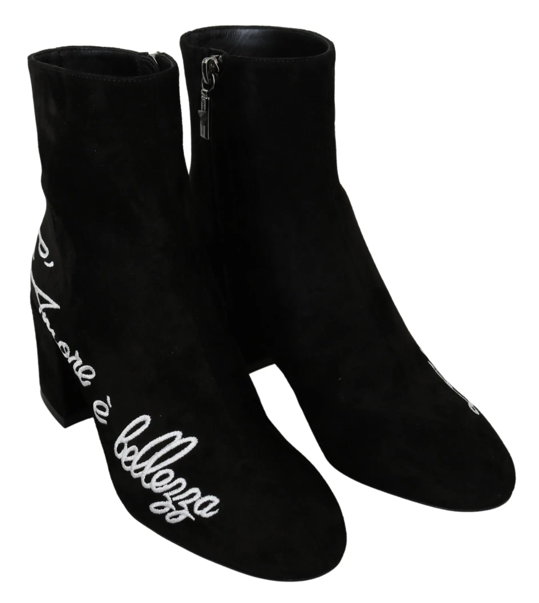 Dolce & Gabbana Black Suede L'Amore E'Bellezza Boots Shoes - Zeiniez