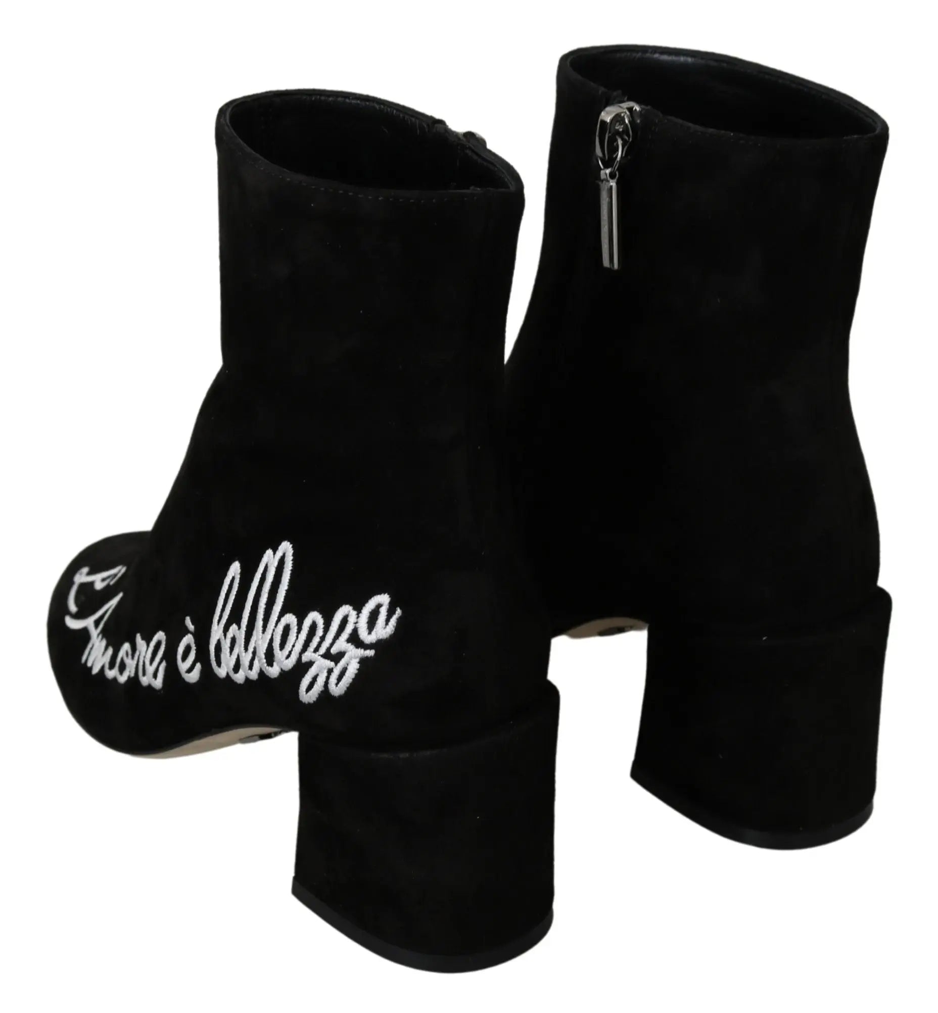 Dolce & Gabbana Black Suede L'Amore E'Bellezza Boots Shoes - Zeiniez