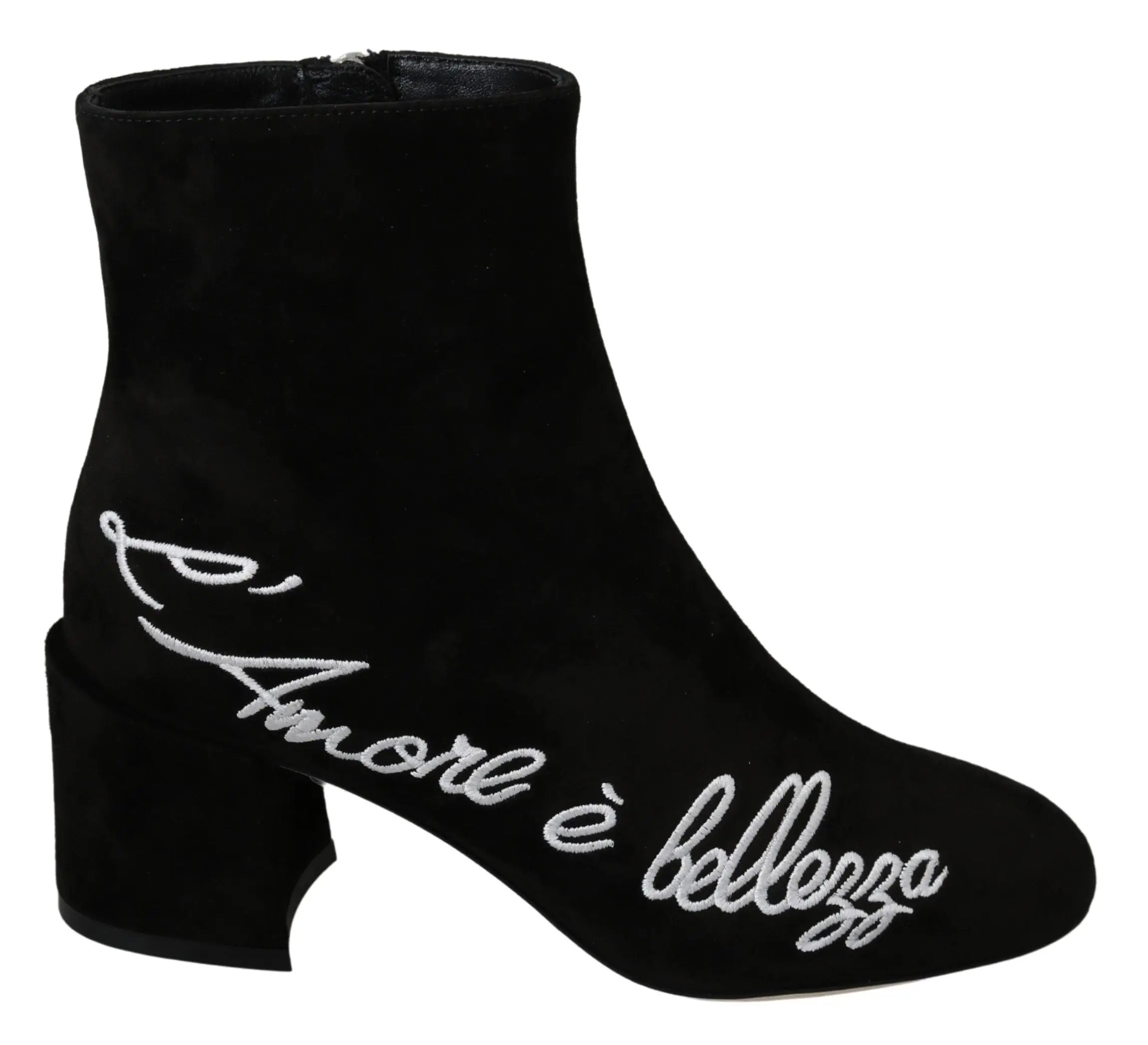 Dolce & Gabbana Black Suede L'Amore E'Bellezza Boots Shoes - Zeiniez
