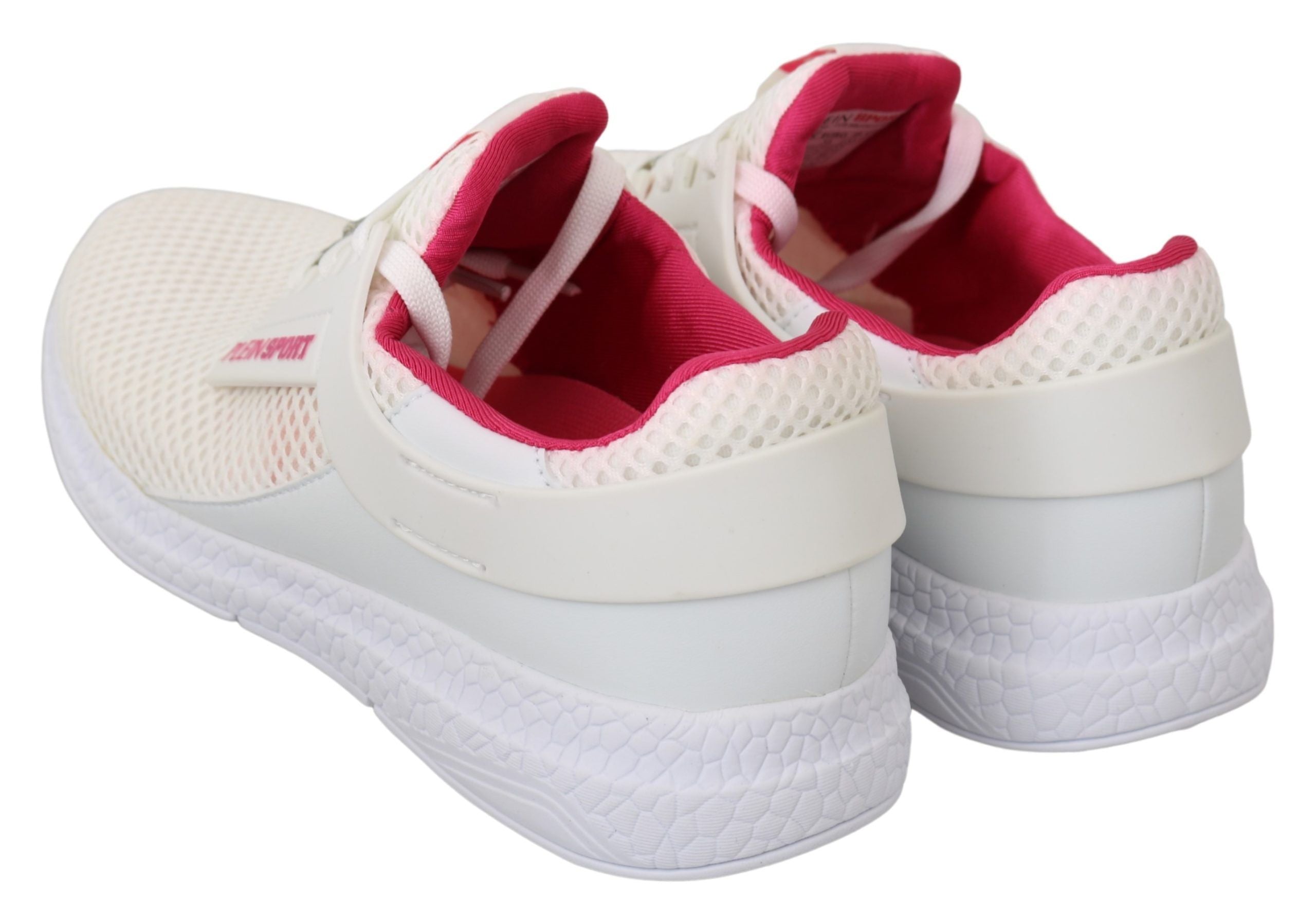 Philipp Plein White Pink Polyester Becky Sneakers Shoes - Zeiniez