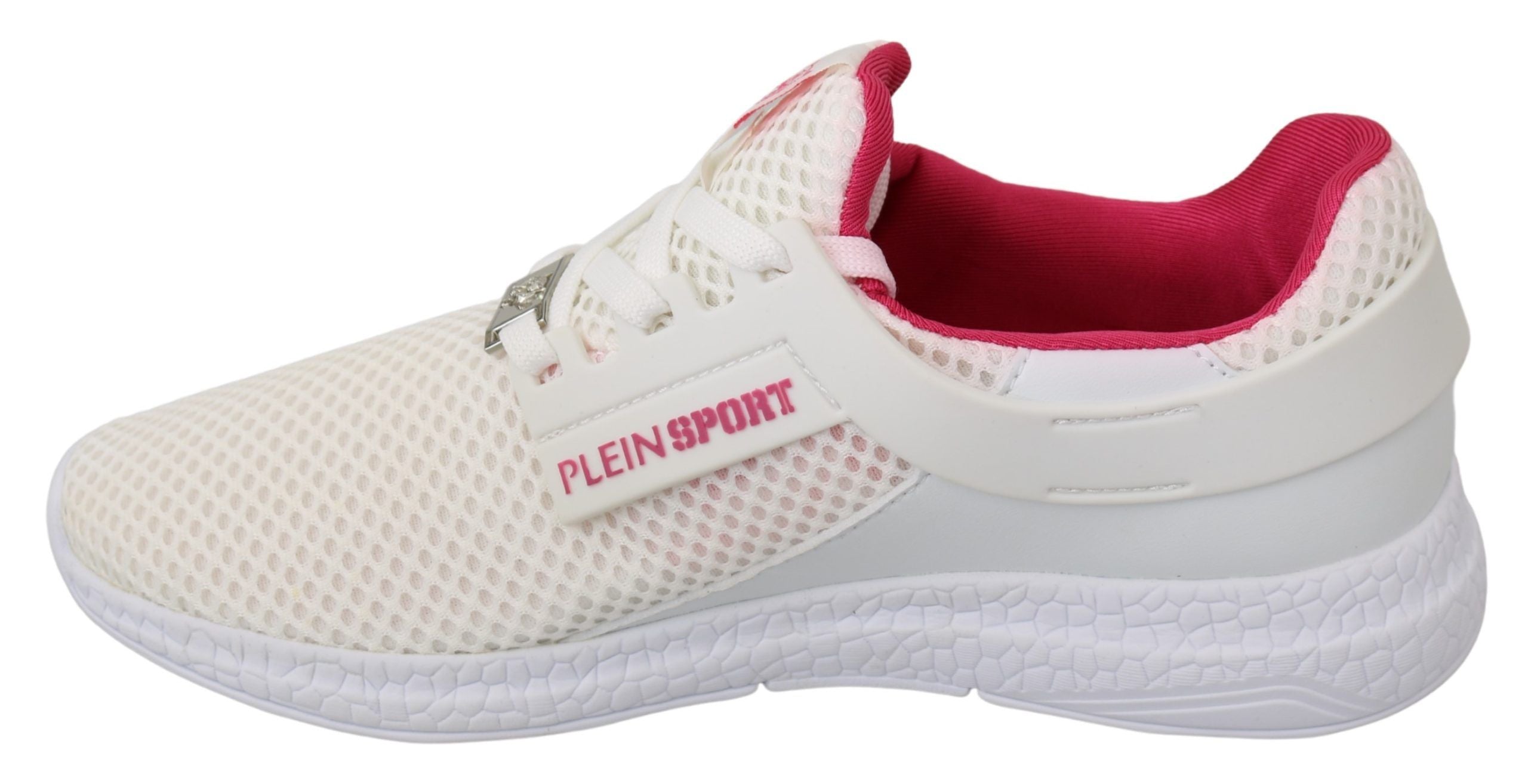 Philipp Plein White Pink Polyester Becky Sneakers Shoes - Zeiniez