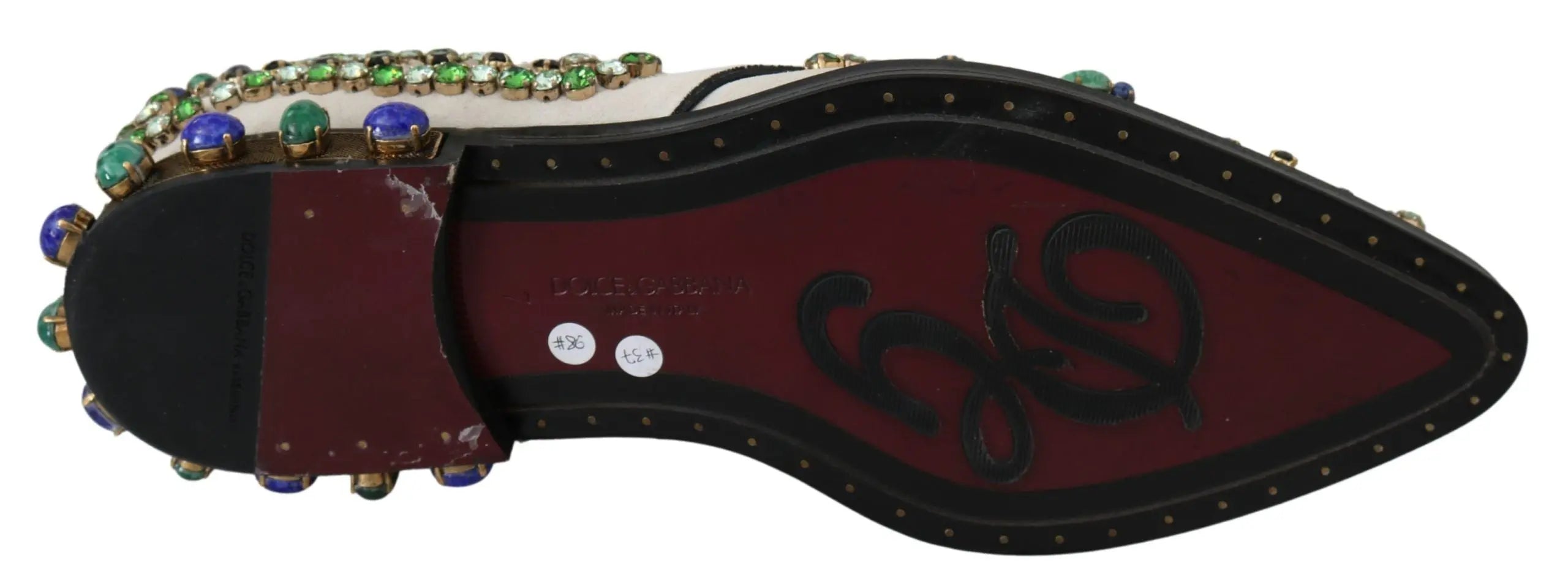 Dolce & Gabbana White Suede Crystal Dress Broque Shoes - Zeiniez