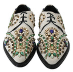 Dolce & Gabbana White Suede Crystal Dress Broque Shoes - Zeiniez