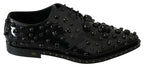 Dolce & Gabbana Black Leather Crystals Dress Broque Shoes - Zeiniez