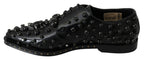 Dolce & Gabbana Black Leather Crystals Dress Broque Shoes - Zeiniez