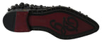 Dolce & Gabbana Black Leather Crystals Dress Broque Shoes - Zeiniez