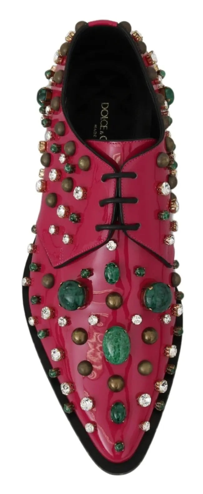 Dolce & Gabbana Pink Leather Crystals Dress Broque Shoes - Zeiniez