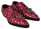 Dolce & Gabbana Pink Leather Crystals Dress Broque Shoes - Zeiniez