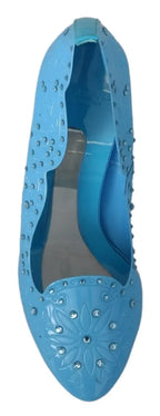 Dolce & Gabbana Blue Crystal Floral CINDERELLA Heels Shoes - Zeiniez