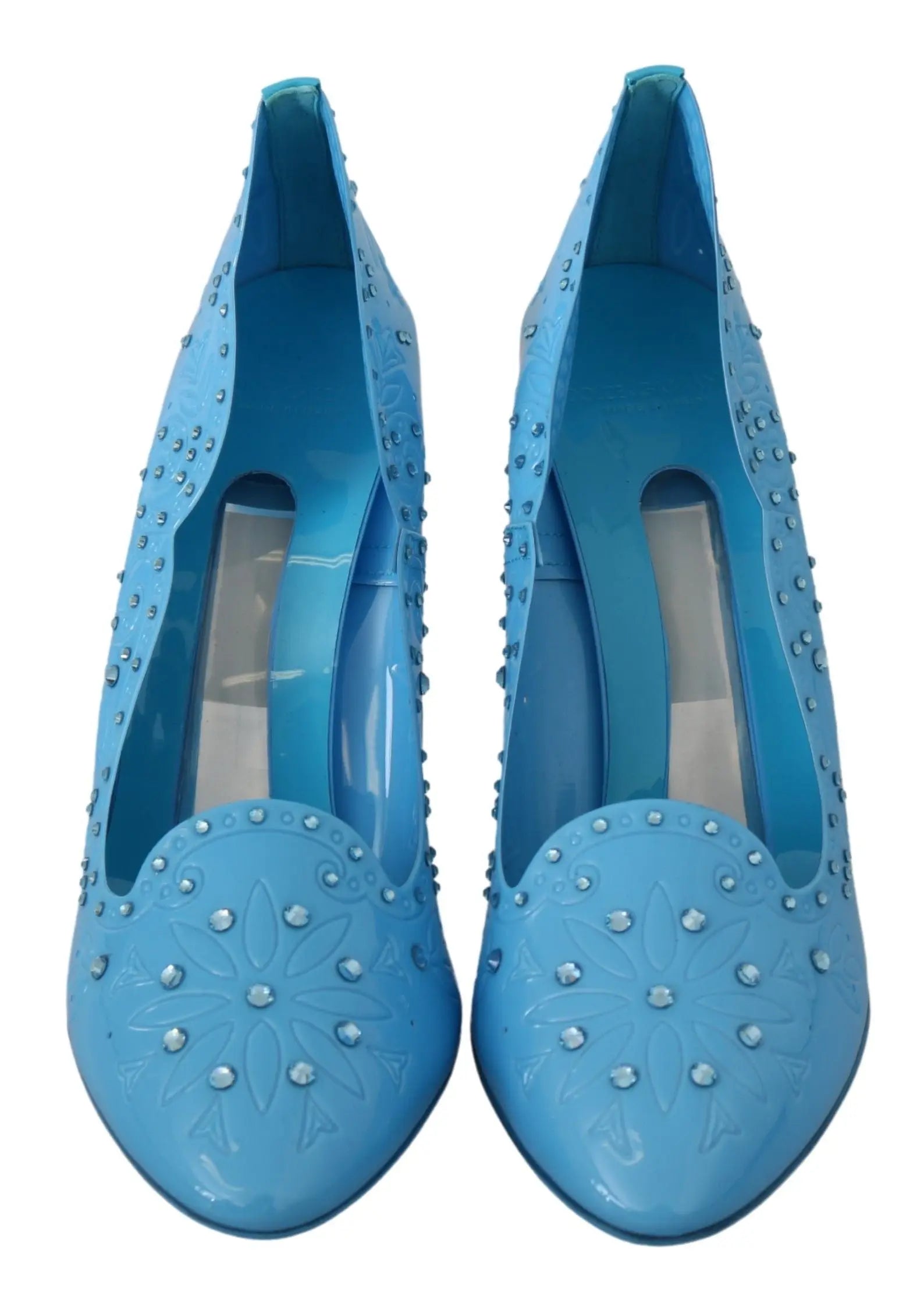 Dolce & Gabbana Blue Crystal Floral CINDERELLA Heels Shoes - Zeiniez