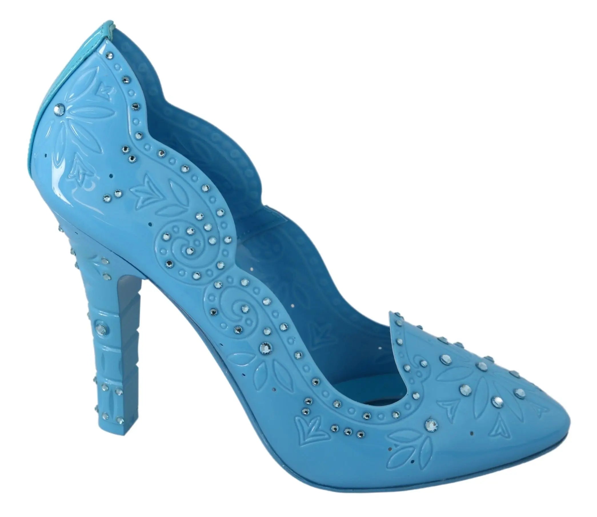Dolce & Gabbana Blue Crystal Floral CINDERELLA Heels Shoes - Zeiniez
