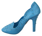 Dolce & Gabbana Blue Crystal Floral CINDERELLA Heels Shoes - Zeiniez