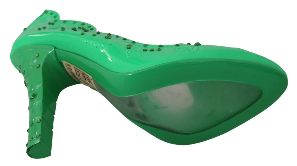 Dolce & Gabbana Green Crystal Floral Heels CINDERELLA Shoes - Zeiniez