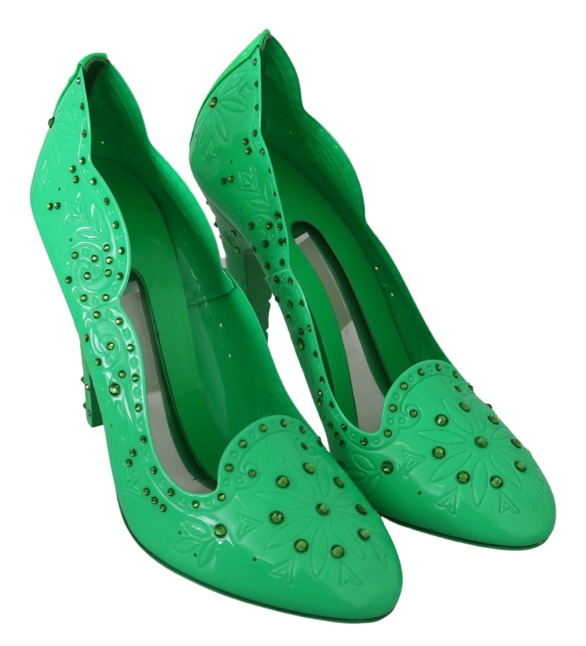 Dolce & Gabbana Green Crystal Floral Heels CINDERELLA Shoes - Zeiniez
