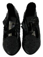 Dolce & Gabbana Black Floral Crystal CINDERELLA Heels Shoes - Zeiniez