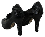Dolce & Gabbana Black Floral Crystal CINDERELLA Heels Shoes - Zeiniez