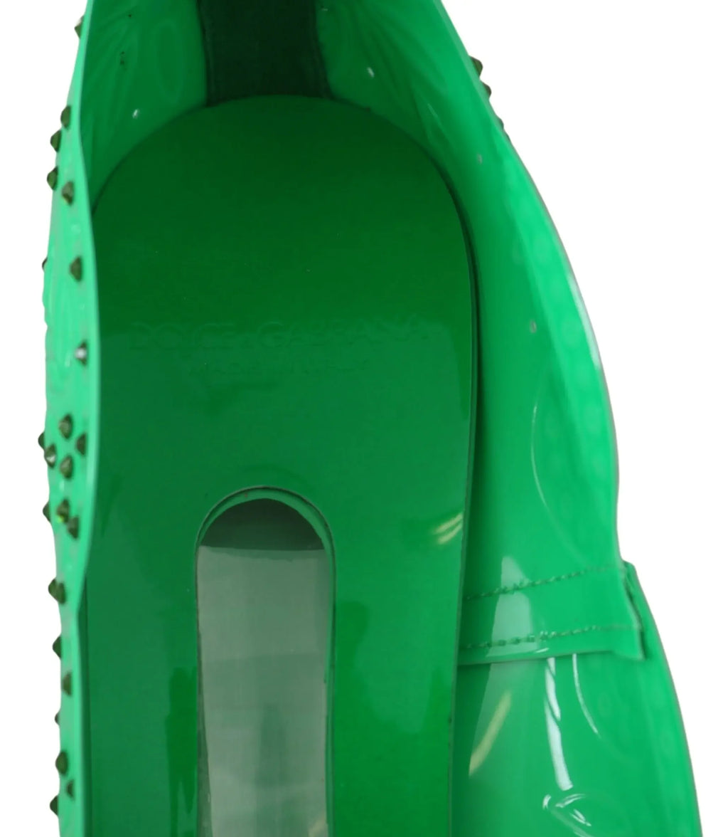 Dolce & Gabbana Green Crystal Floral CINDERELLA Heels Shoes - Zeiniez