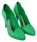 Dolce & Gabbana Green Crystal Floral CINDERELLA Heels Shoes - Zeiniez