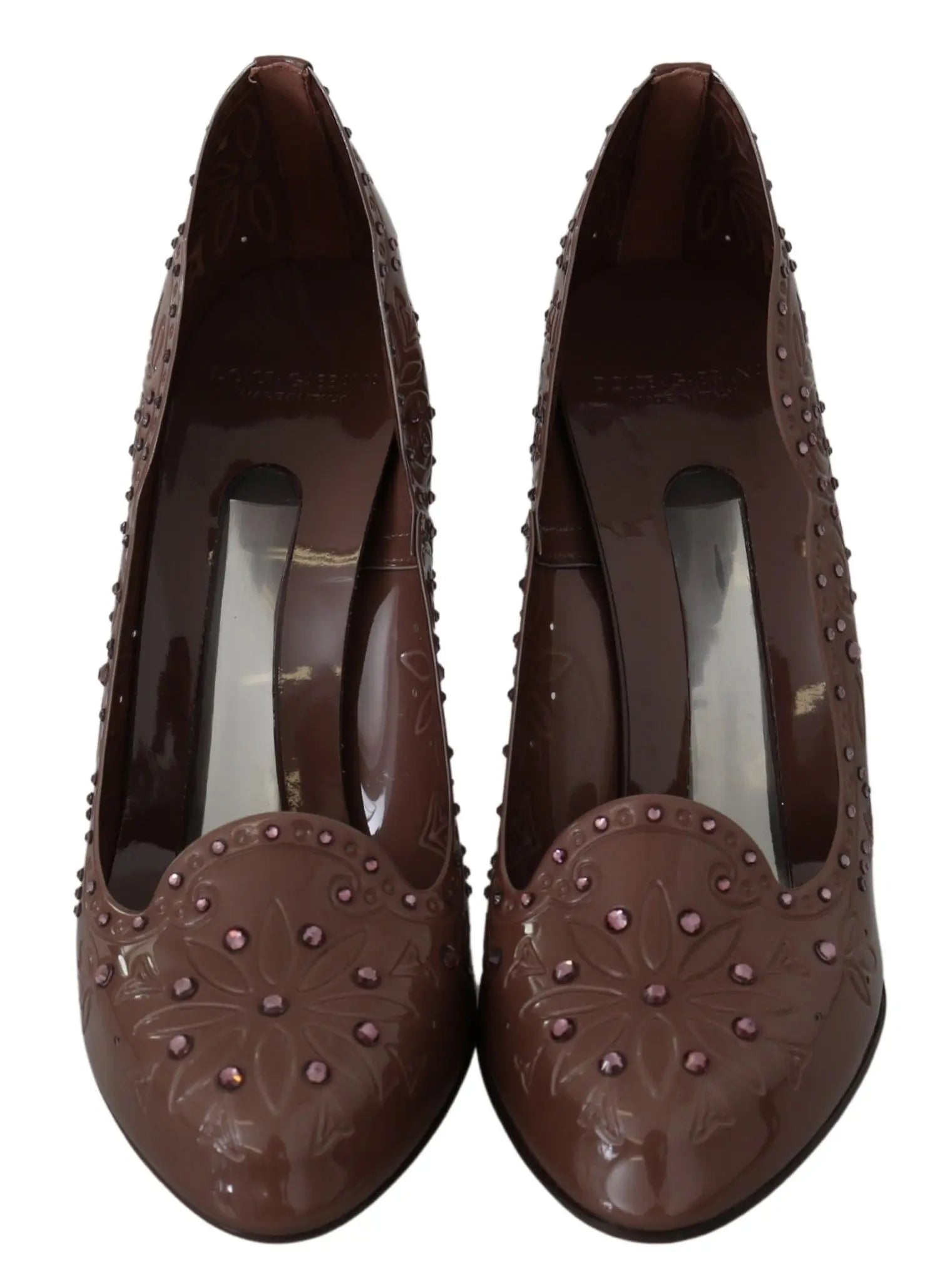 Dolce & Gabbana Brown Floral Crystal Heels CINDERELLA Shoes - Zeiniez