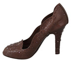 Dolce & Gabbana Brown Floral Crystal Heels CINDERELLA Shoes - Zeiniez