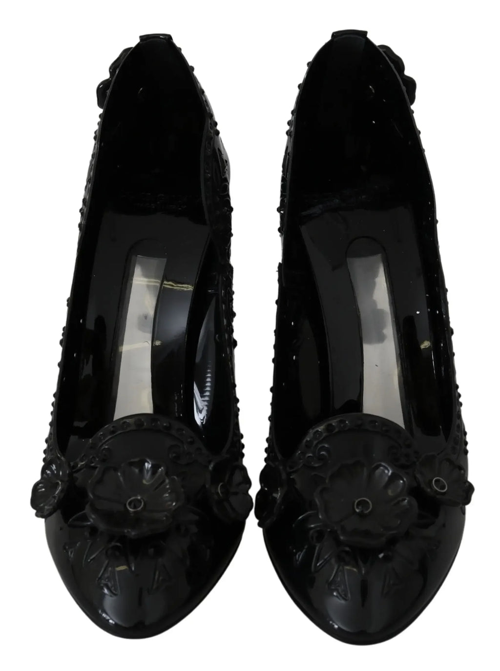 Dolce & Gabbana Black Floral Crystal CINDERELLA Heels Shoes - Zeiniez
