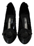 Dolce & Gabbana Black Floral Crystal CINDERELLA Heels Shoes - Zeiniez