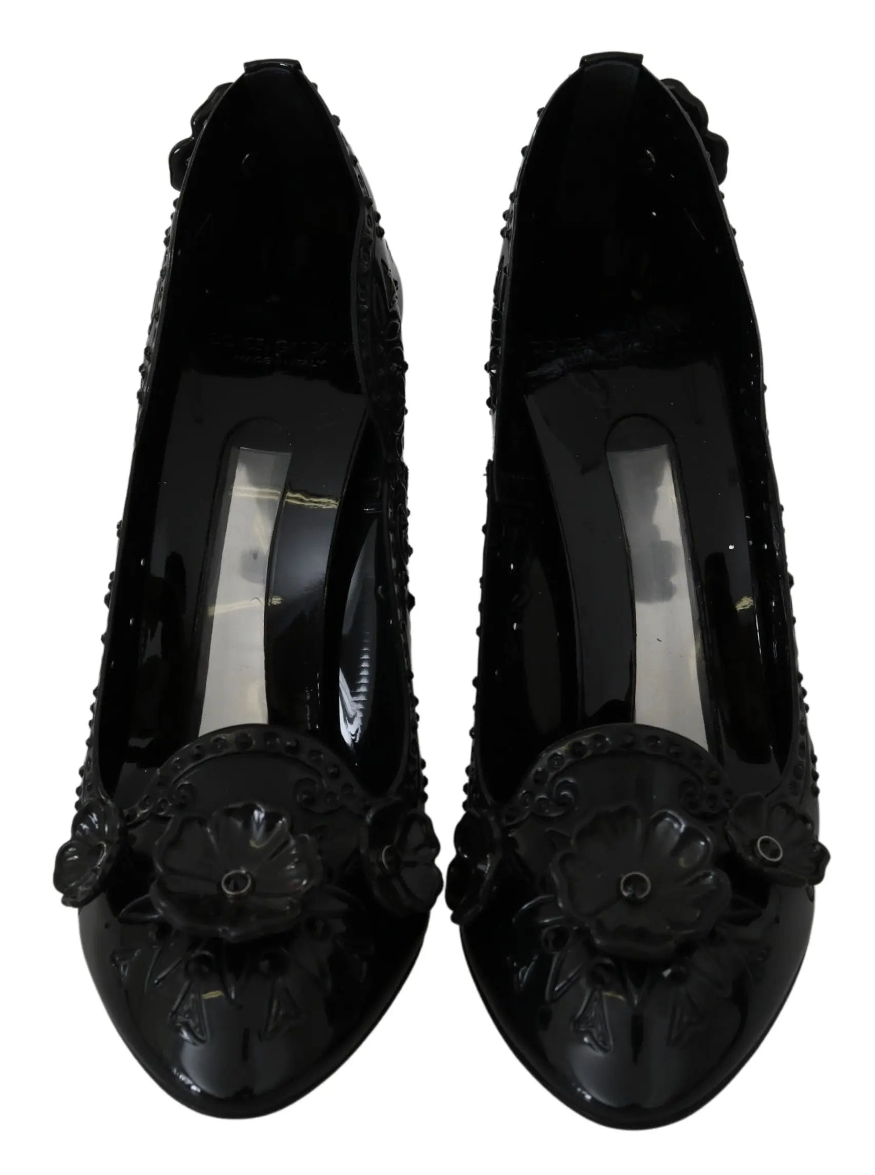 Dolce & Gabbana Black Floral Crystal CINDERELLA Heels Shoes - Zeiniez