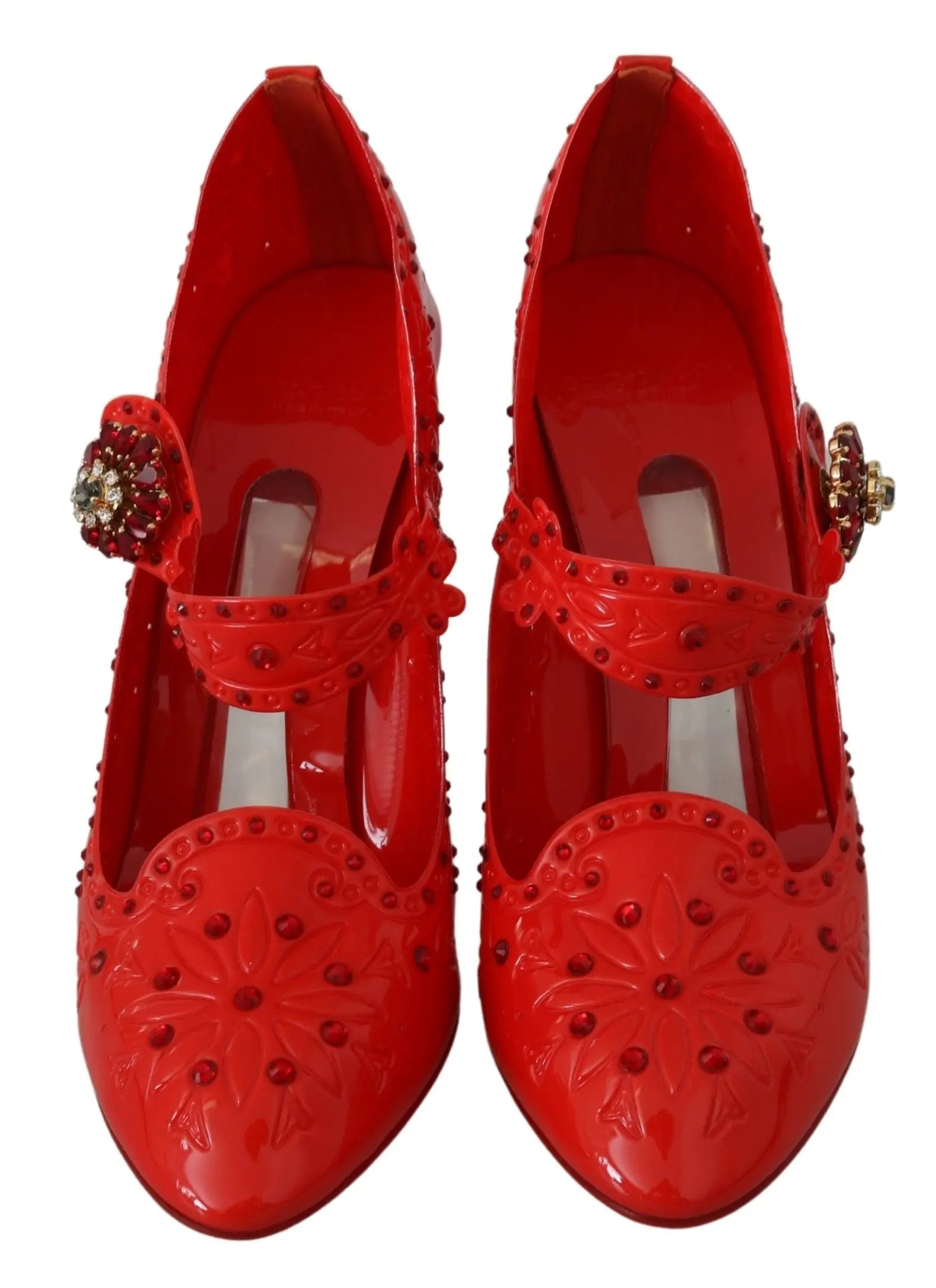 Dolce & Gabbana Red Floral Crystal CINDERELLA Heels Shoes - Zeiniez