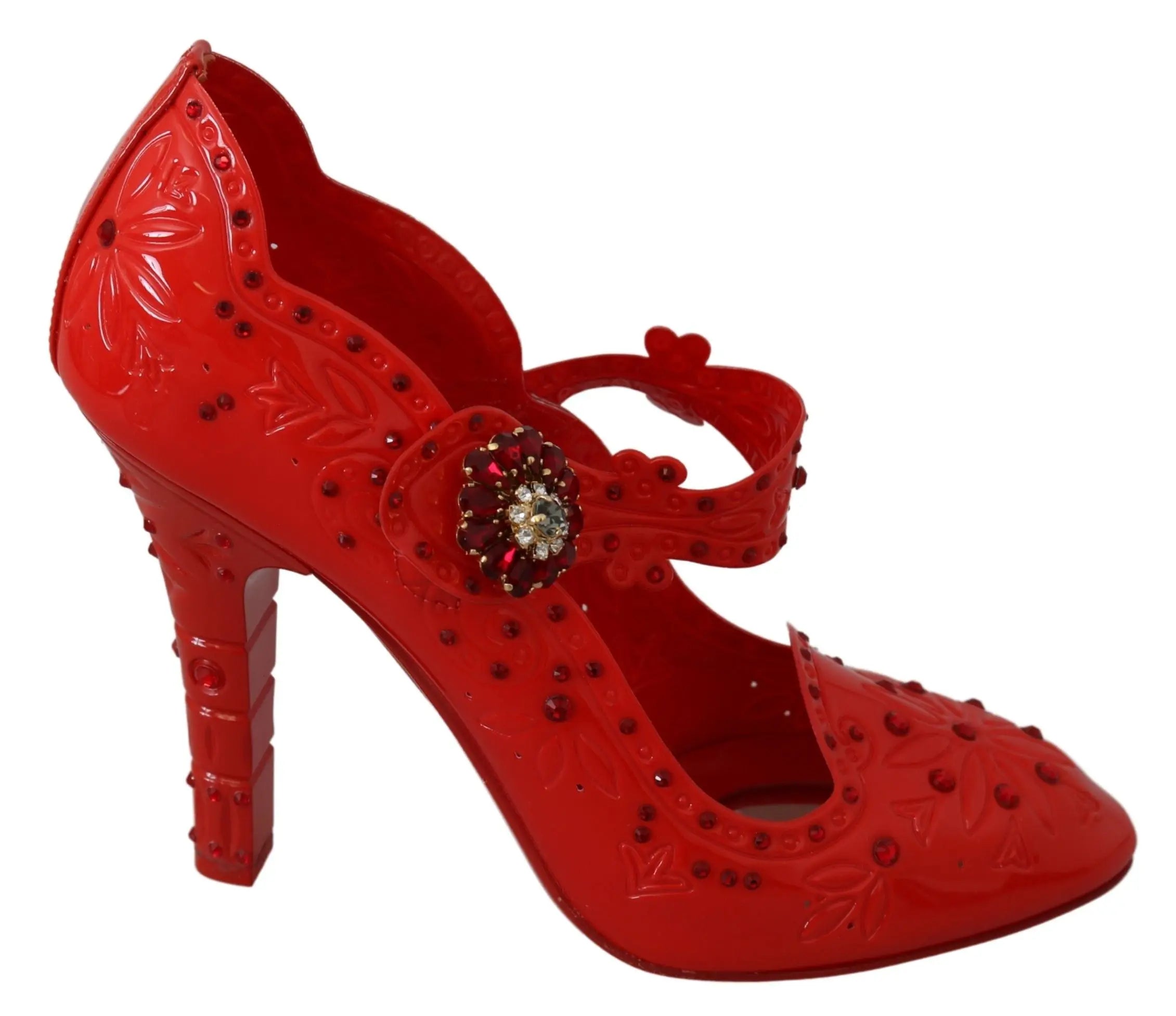 Dolce & Gabbana Red Floral Crystal CINDERELLA Heels Shoes - Zeiniez