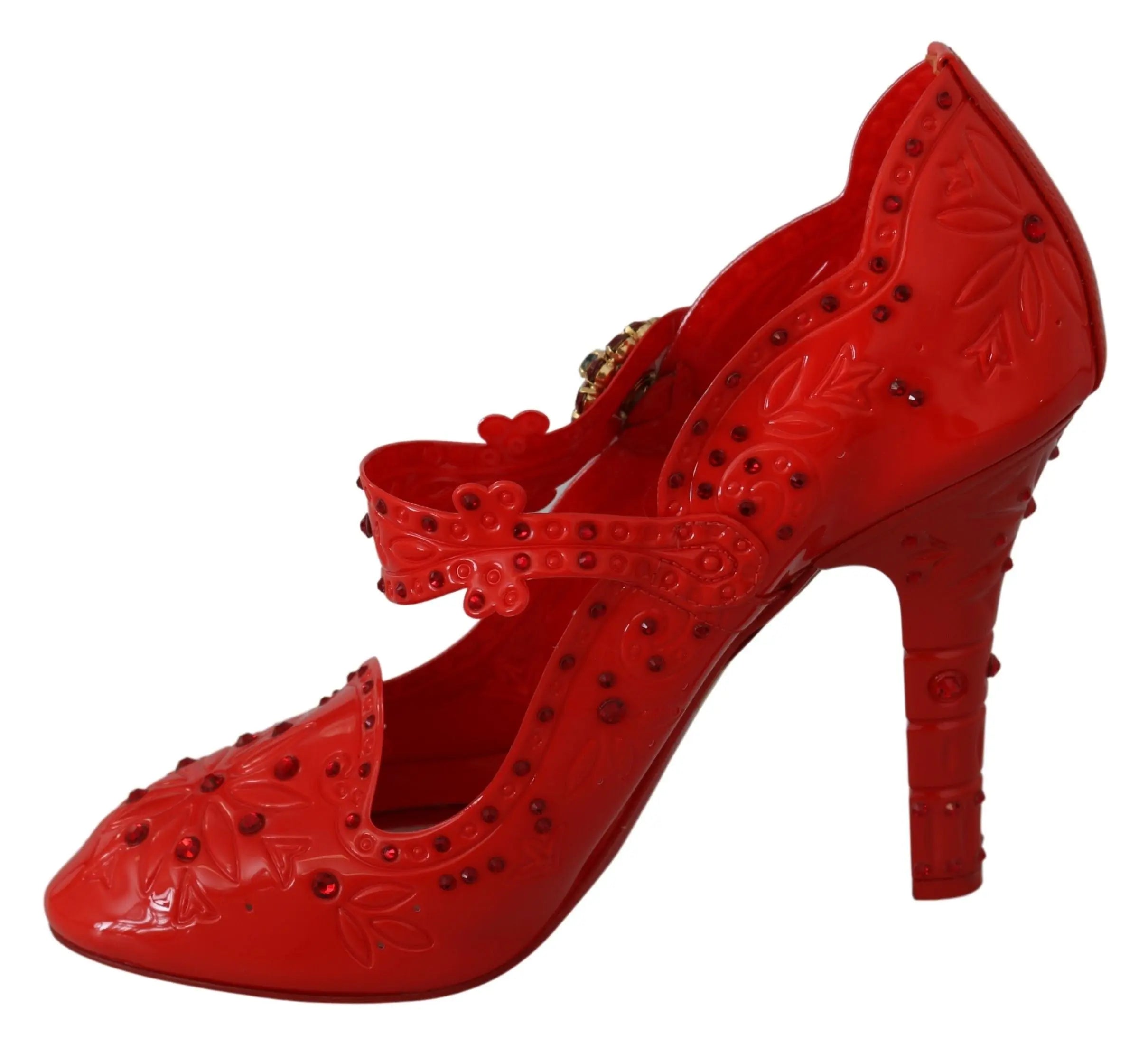 Dolce & Gabbana Red Floral Crystal CINDERELLA Heels Shoes - Zeiniez