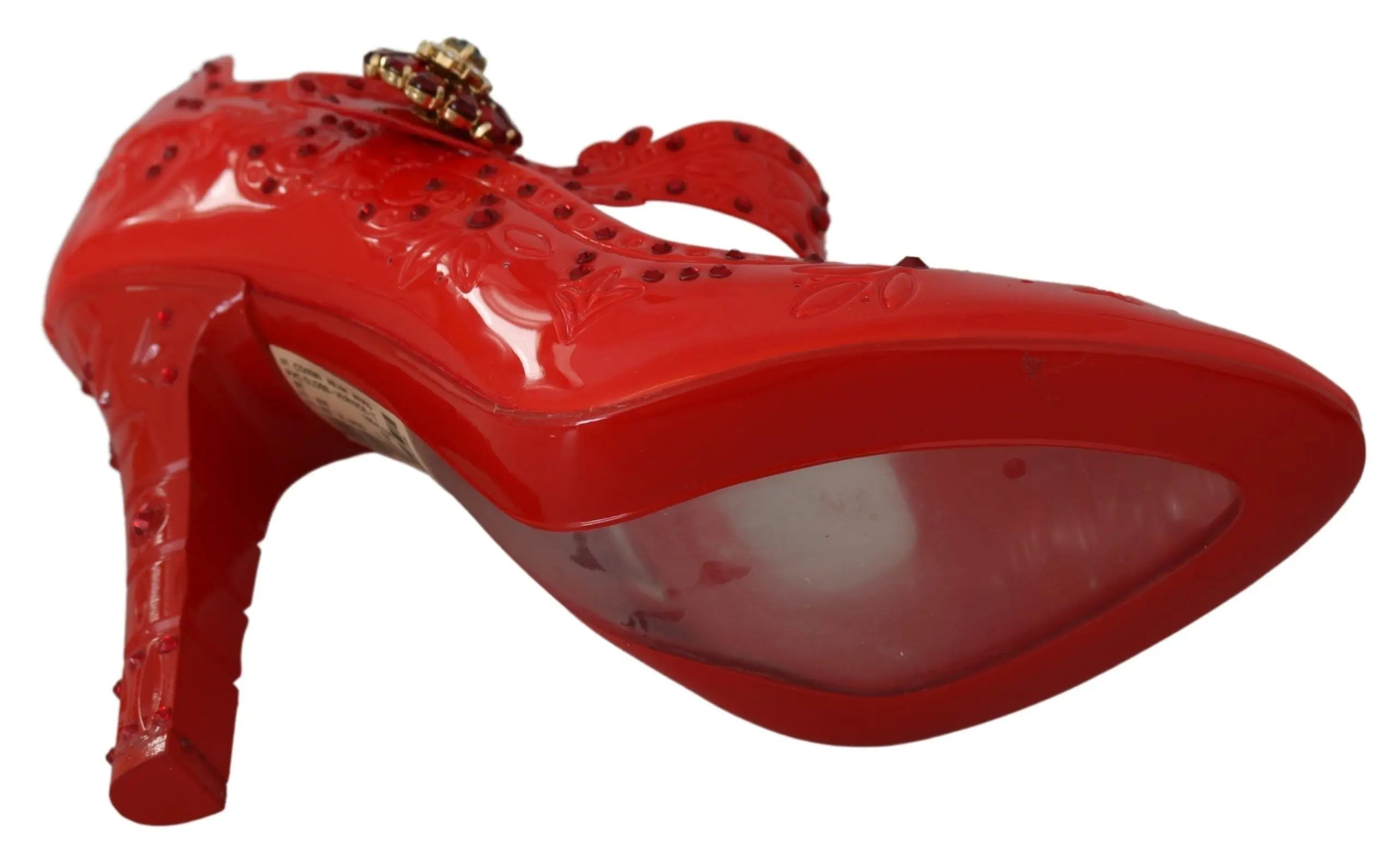Dolce & Gabbana Red Floral Crystal CINDERELLA Heels Shoes - Zeiniez
