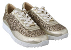 Jimmy Choo Gold Leather Antique Monza Sneakers - Zeiniez