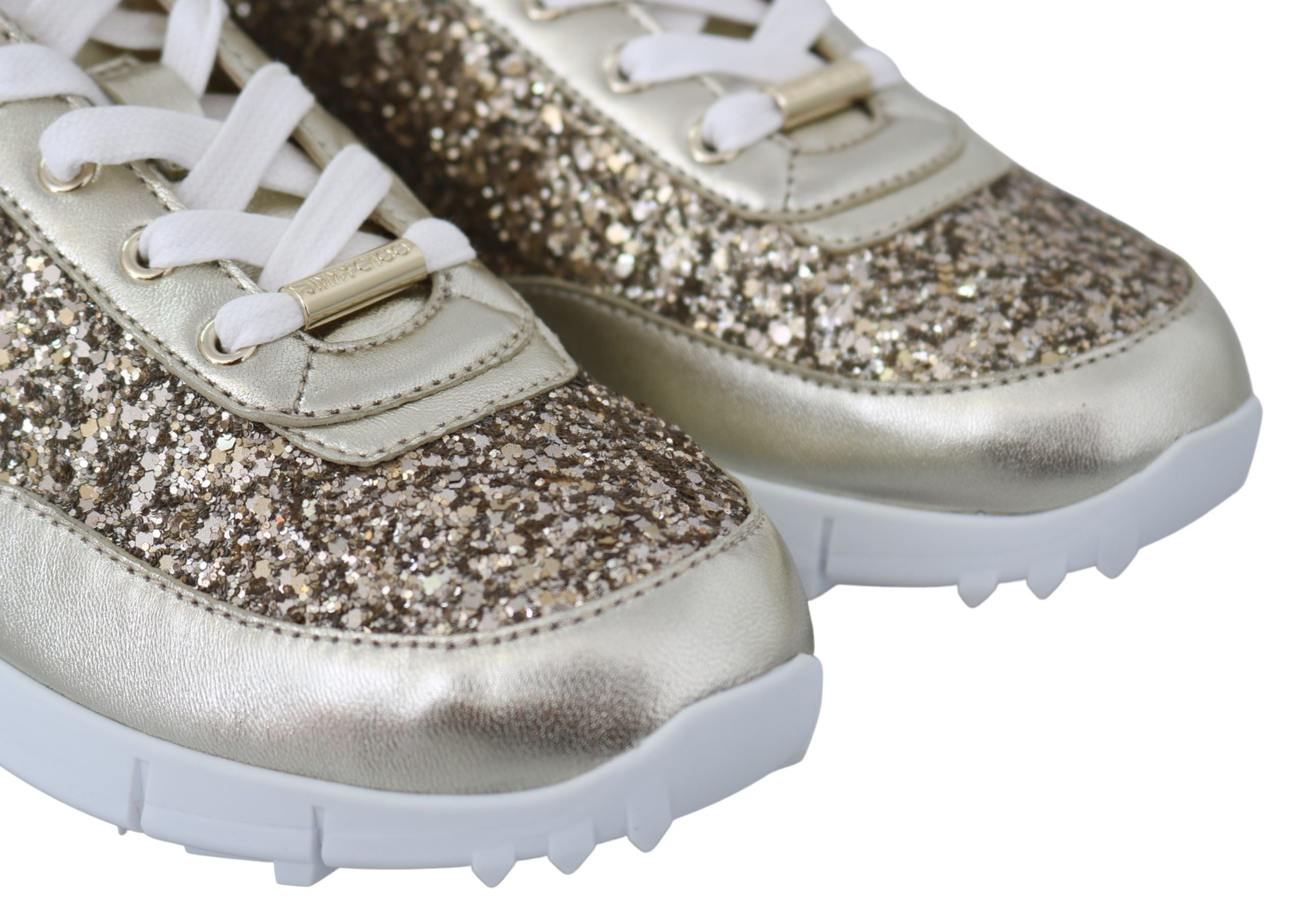 Jimmy Choo Gold Leather Antique Monza Sneakers - Zeiniez